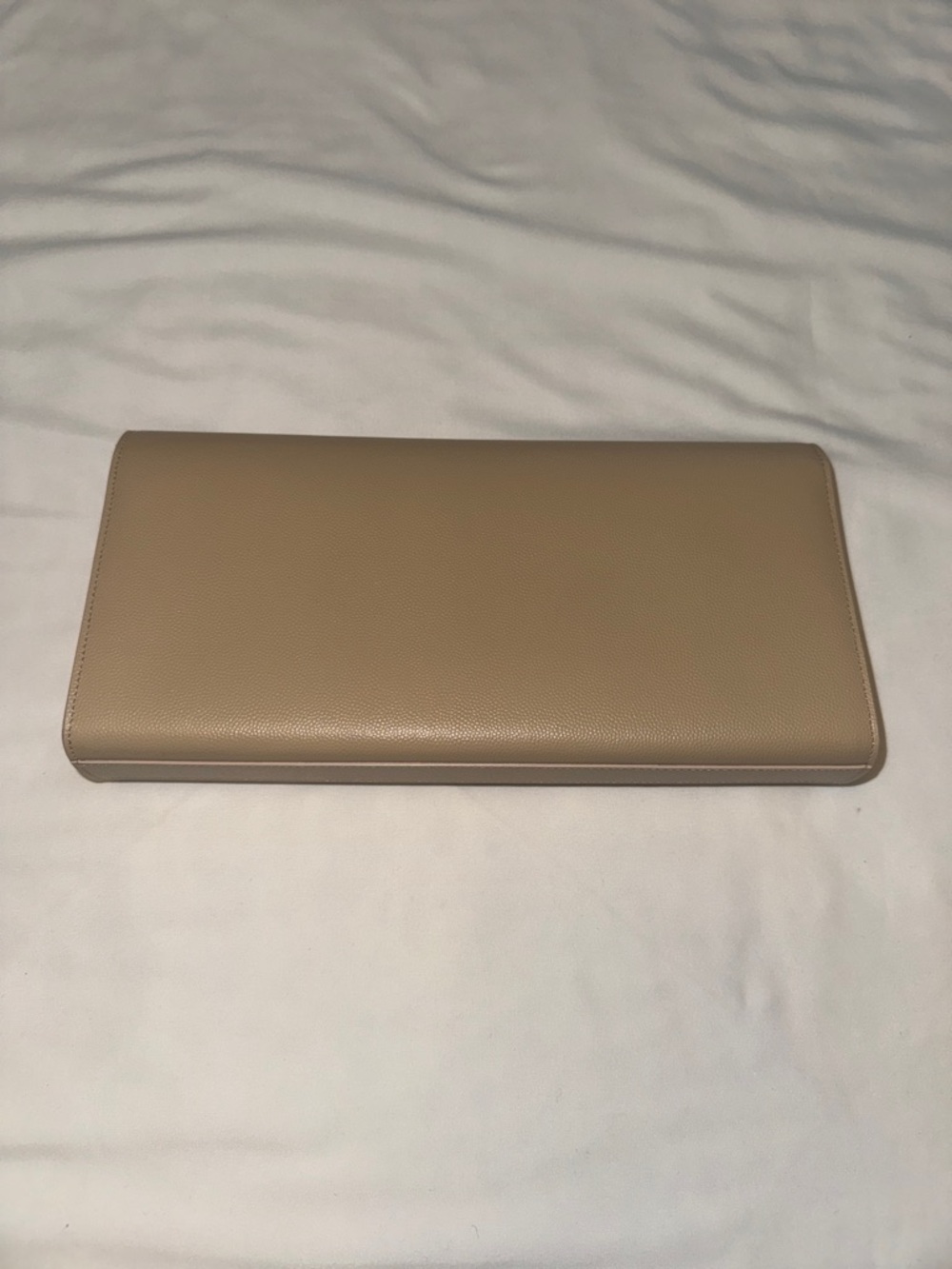 Saint Laurent Beige Leather YSL Monogram Clutch with Gold Hardware - Picture 3 of 7